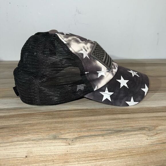 C.C Ponycap Adjustable Mesh Trucker Baseball Cap American Flag Stars Tye dye - Picture 2 of 6